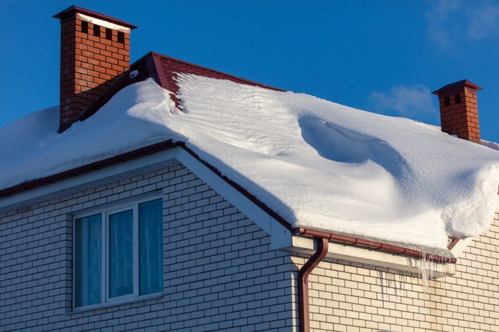 Calgary rooftop in winter with snow on top